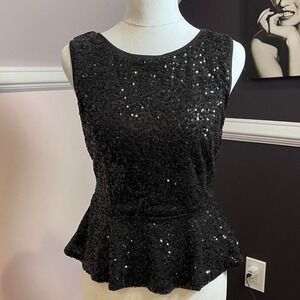 y2k sequin peplum tank top medium